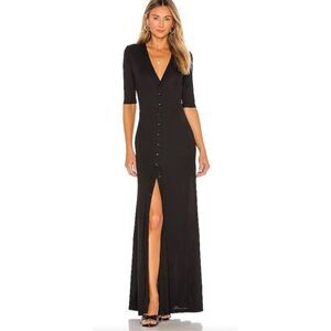 L'Academie Black Maxi Button-Front Dress